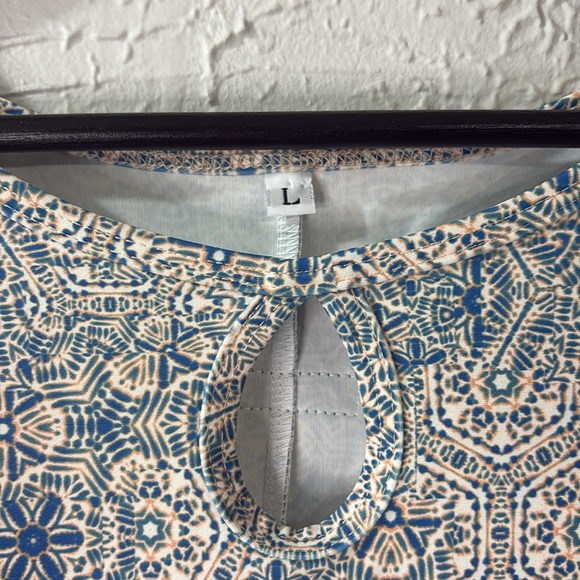 Nuu-Muu Colorful Sanddollar Ocean Shores Dress Ruu Muu Blue Peach Large Beach - Picture 2 of 8